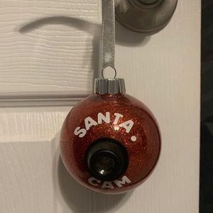Santa cam handmade NEW glitter ornament